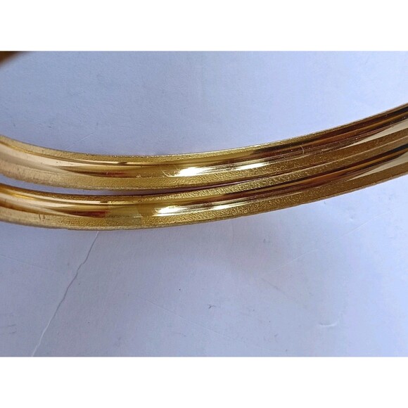 Indian Gold Plated Bangles Set Of 2 Etched 9.42 Inches - Picture 3 of 4